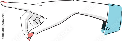 Ladies Pointing Hand Fashion Style Illustration