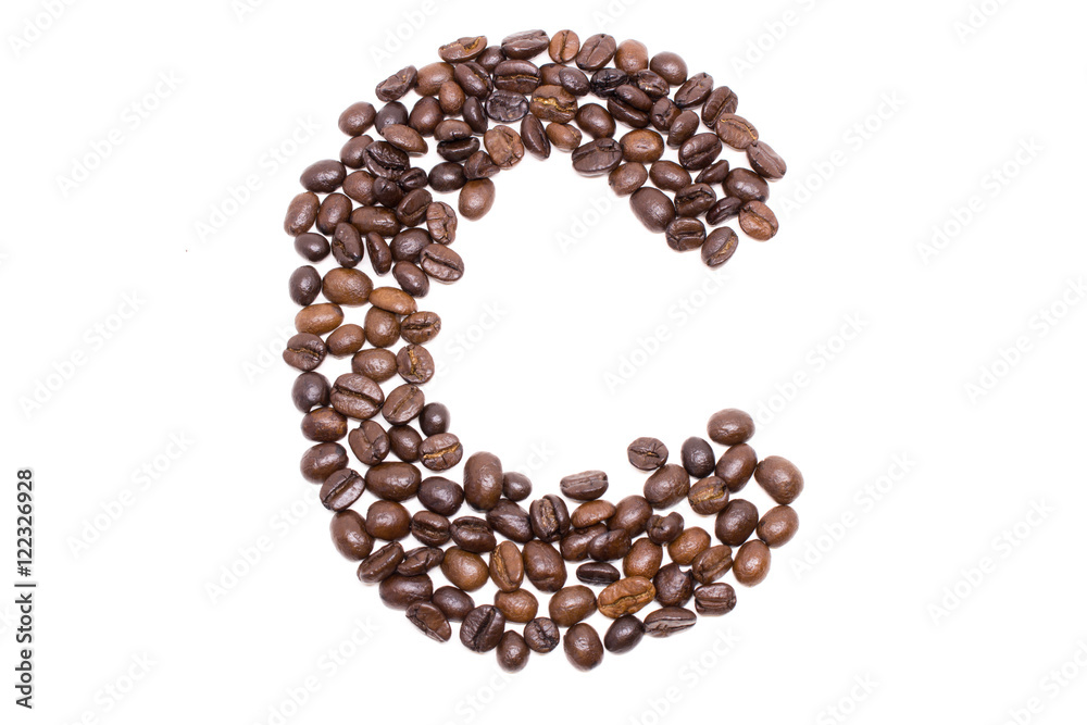 Coffee alphabet isolated on white background Coffee alphabet isolated on white background