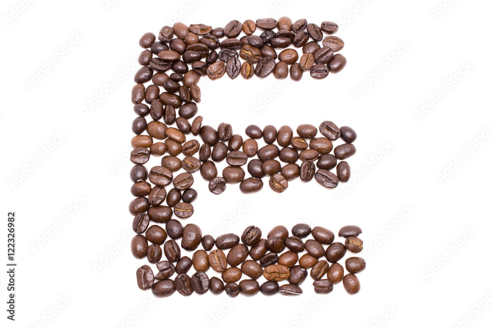 Coffee alphabet isolated on white background Coffee alphabet isolated on white background
