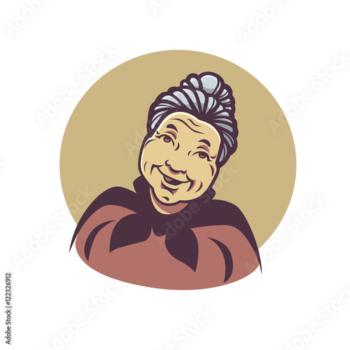 vector portrait of lovely grandmother