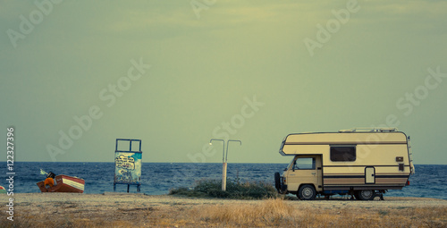 Camper van on the beach photo