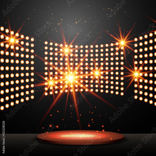 podium with lights and shining stars
