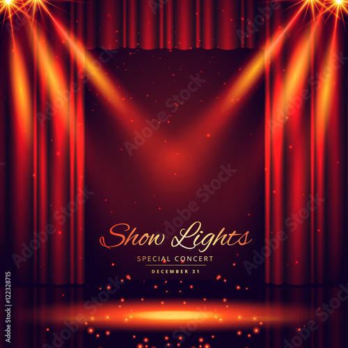 beautiful theater stage with lights focus