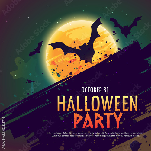 halloween party invitation background with flying bats