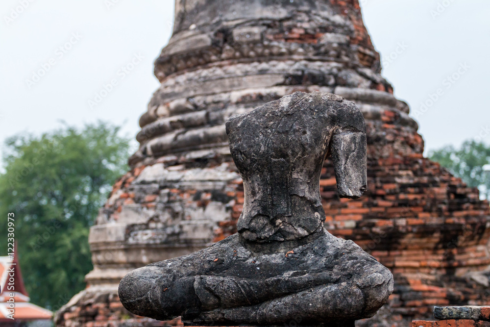 Buddha statue in Ayutthaya historical park, thailand