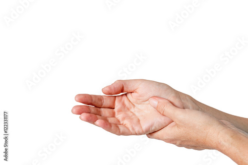 Carpal tunnel syndrome concept  isolated on the white color background.  photo