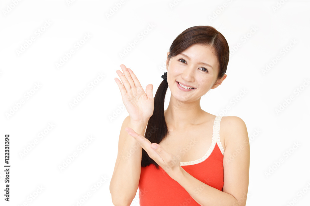 案内する女性 案内する女性