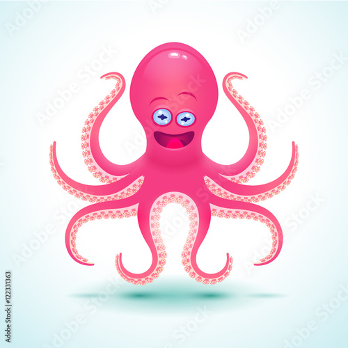 Vector cartoon octopus illustration.