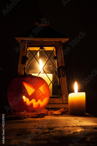Halloween pumpkin and lantern