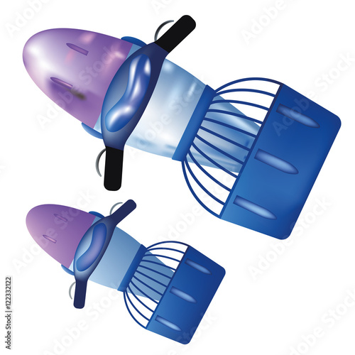 underwater sea scooter snorkeling diving equipment vector