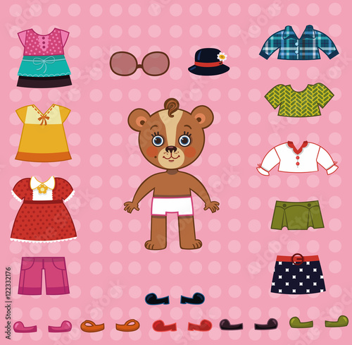 Mother bear vector illustration for paper doll, dress up games.