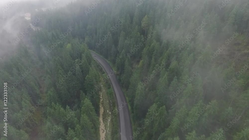 fog in the mountains at sunrise