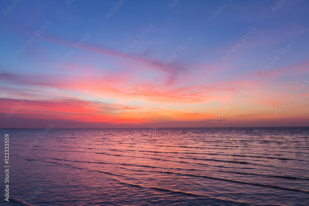 Sky and Seacoast after sunset, beautiful natural skyline after sunset - obrazy, fototapety, plakaty 