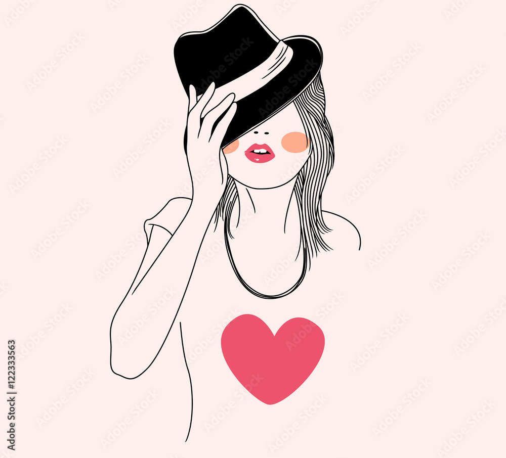 girl sketch love a hat girl sketch love a hat