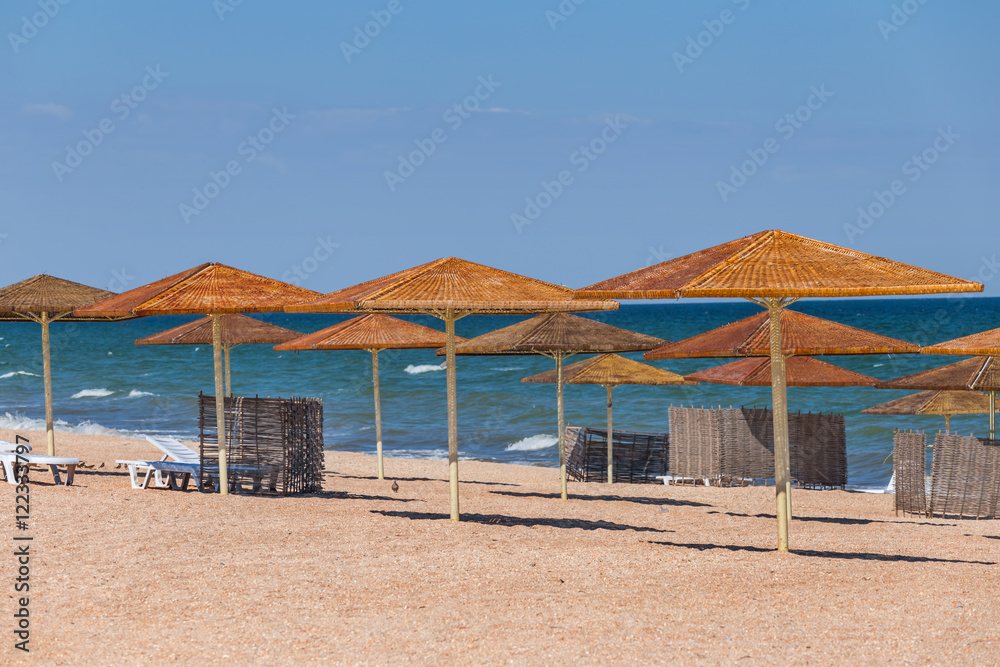 Fototapeta premium sun umbrella on a sea beach