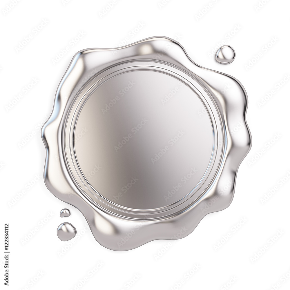 Blank Silver wax seal isolated on white background Stock Illustration