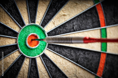 the darts in bull's eye, close up