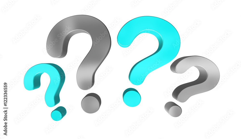 Turquoise and grey question marks 3D rendering Turquoise and grey question marks 3D rendering
