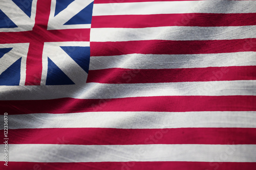 Closeup of Ruffled Grand Union Flag, Grand Union Flag Blowing in