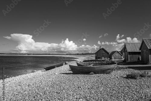 Helgumannens - an old fishing village on Swedish island Faro in the Baltic sea photo