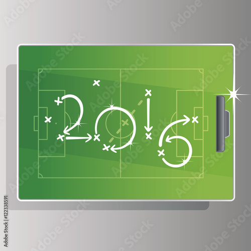 Soccer strategy goal 2016 green board background
