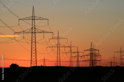 Power tower during sunset