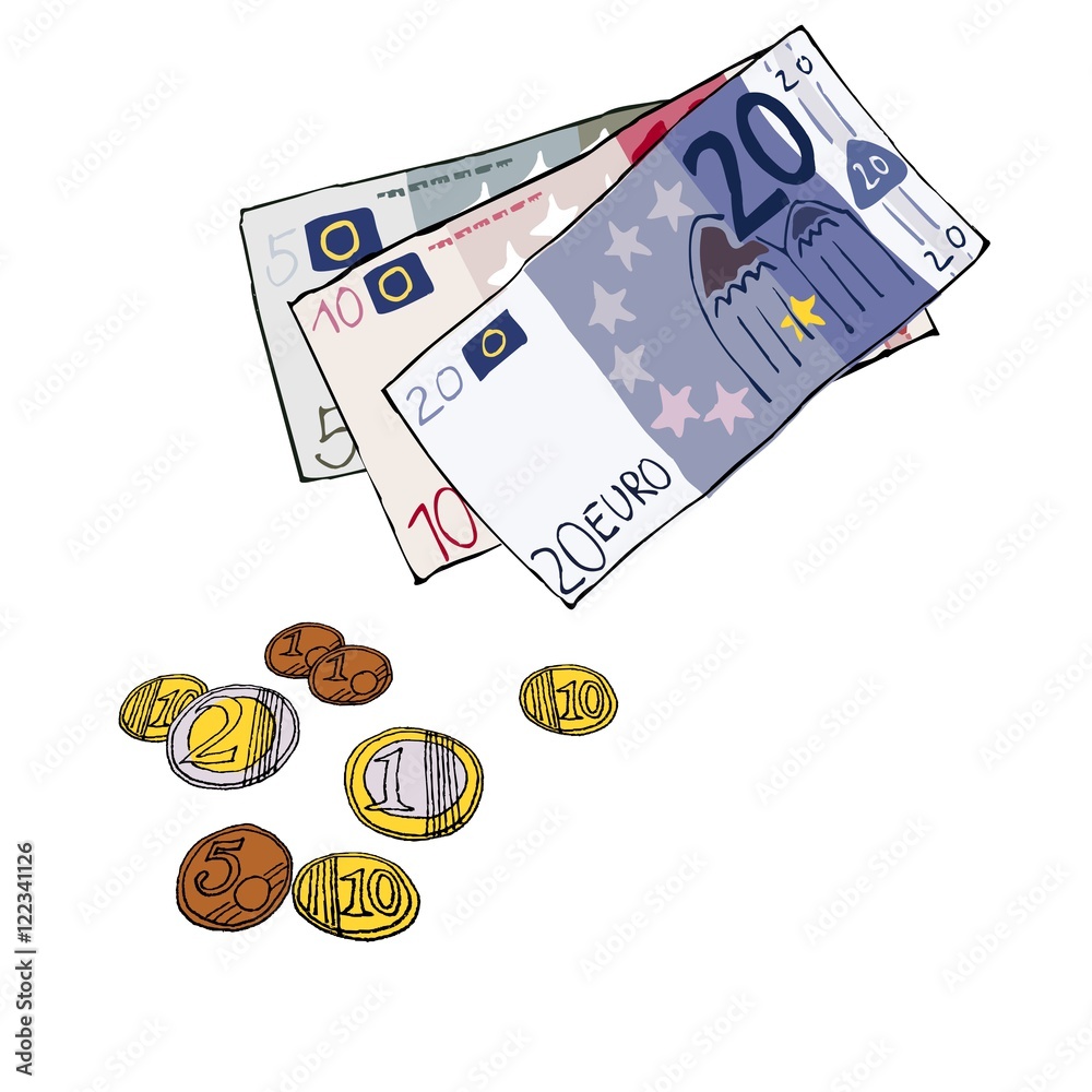 Geld Euro Scheine M nzen Handgezeichnet Illustration Comic geld-euro-scheine-m-nzen-handgezeichnet-illustration-comic