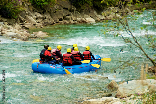 Rafting on a wild river