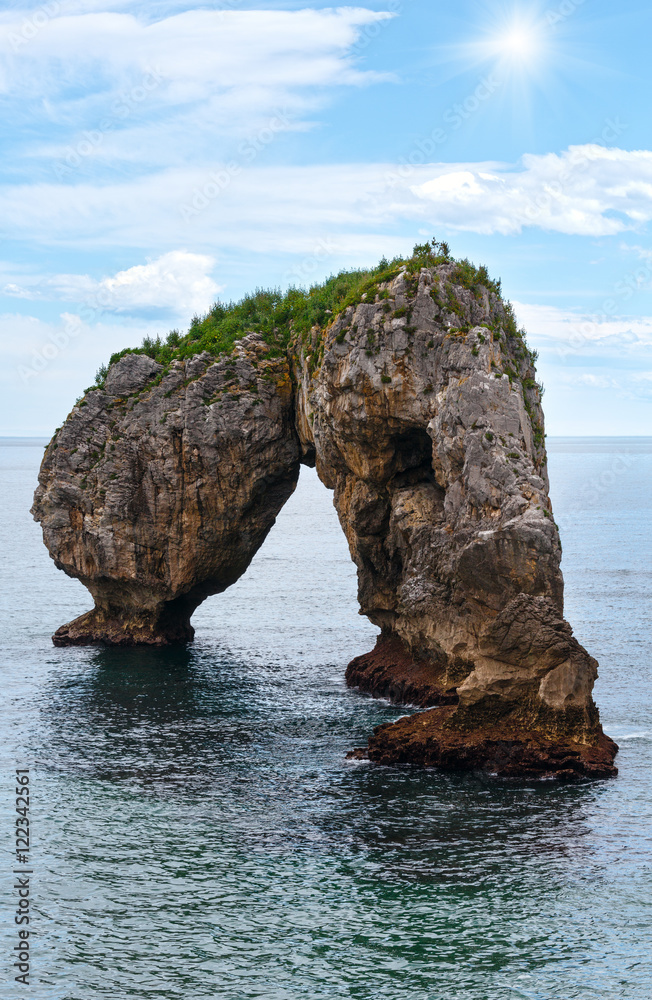 Fototapeta premium Sunshine and Villahormes Rock Cliffs, Spain.