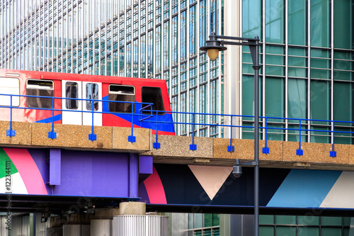 Docklands light railway in Canary Wharf, London photo