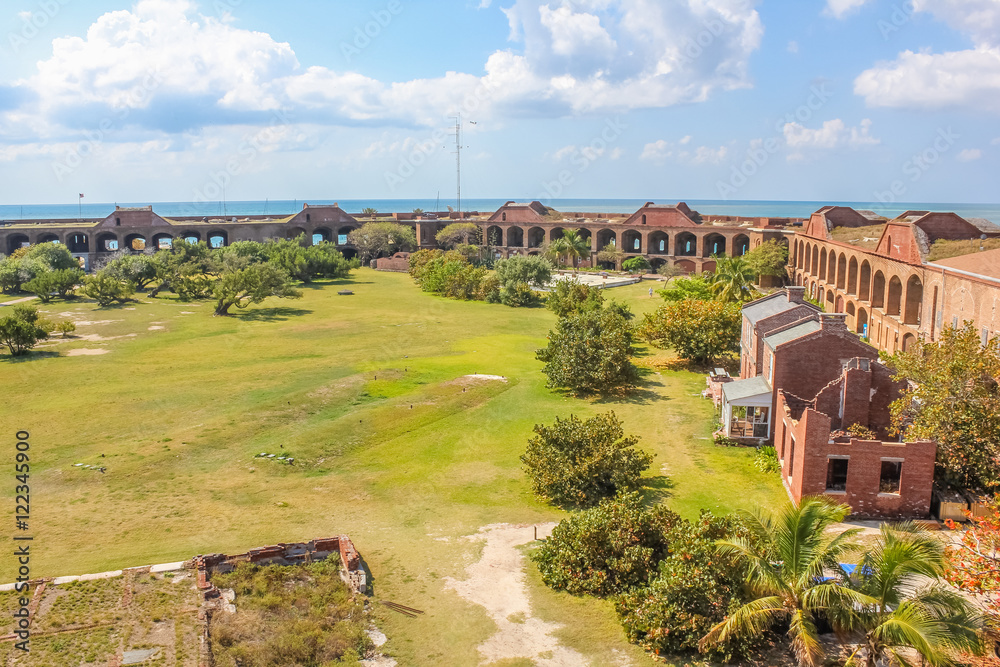 Aerial view of inner courtyard of Fort Jefferson, a historical military fortress, in Dry Tortugas National Park, Florida.Fort Jefferson was built to protect the United States' southeastern seaboard.