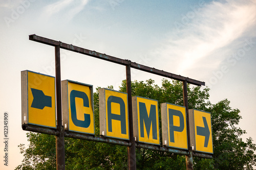CAMP Sign With Arrow Pointing Right
