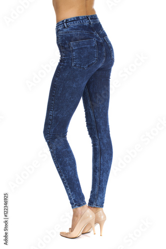 Female body part denim jeans, back view