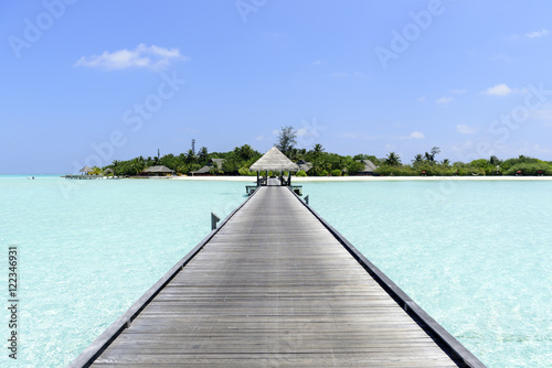 Fototapeta Naklejka Na Ścianę i Meble -  houses on piles on sea. Maldives
