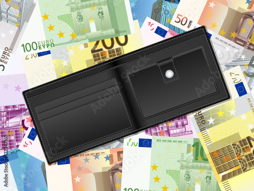 wallet on euros background