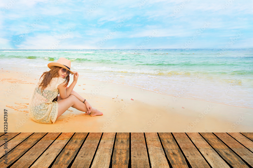 Fashion of asian beautiful girl with hippie outfit and hat outdoors at  sunset on the sea. Soft warm color tone. Boho lifestyle. Bohemian Style.  Stock Photo | Adobe Stock