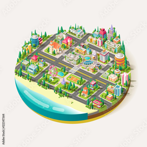 Vector Isometric city business center
