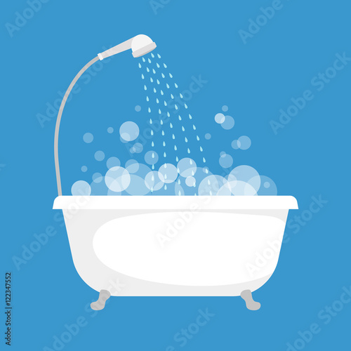 Bathtub with foam and bubbles