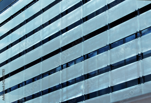 metallic facade of a modern building / aluminum decoration of the facade and windows of a modern building /