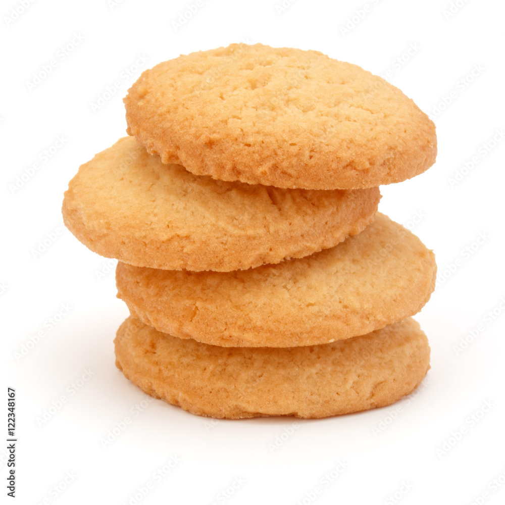 stacked short pastry cookies isolated on white background stacked short pastry cookies isolated on white background