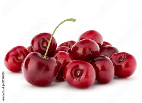 cherry berries pile isolated on white background cutout