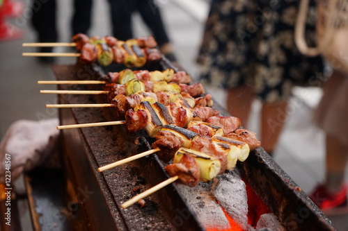 Traditional yakitori chicken stand in Japan