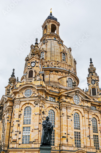 Frauenkirche (Church of Our lady) and statue of Martin Luther in Dresden, Germany