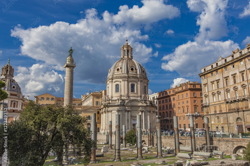 Trajan Forum and Santa Maria di Loreto church in Rome