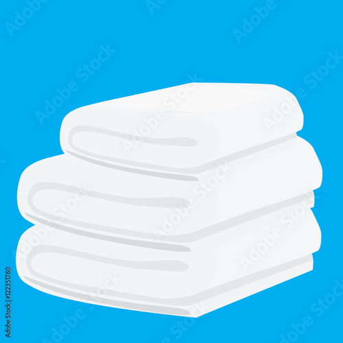 stack of white domestic bath beach towels isolated vector illustration