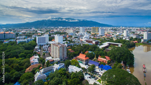 Aerial view Chiang Mai City, High angle view Planning Thailand