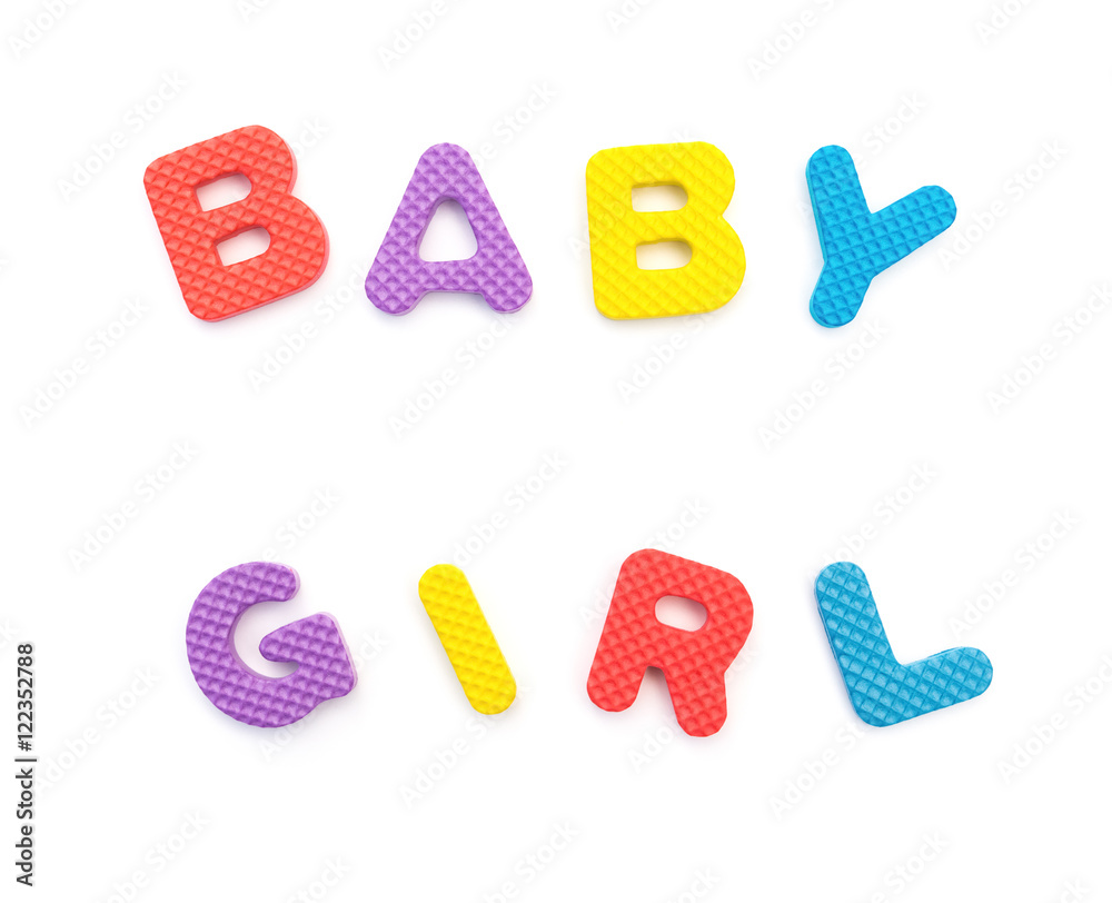 word of baby girl shaped by alphabet puzzles on white word of baby girl shaped by alphabet puzzles on white