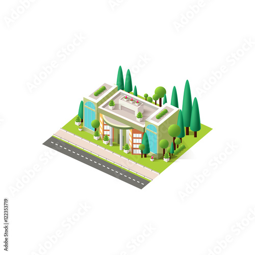 Vector isometrics multistory shopping center