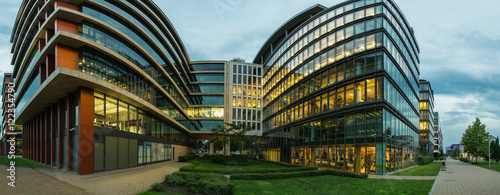 Photography Perfect modern office buildings at dusk. Working time.