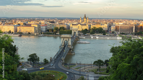 Photography High angle view of Budapest Chain bridge
